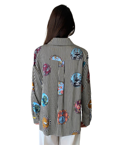 SHIRTAPORTER Blusa in Raso Fantasia Cammei SH3765