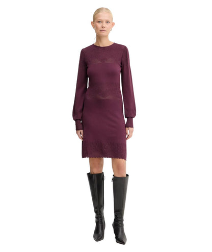 Twinset Mesh and Lace Dress 252TP3083 Burgundy 05609