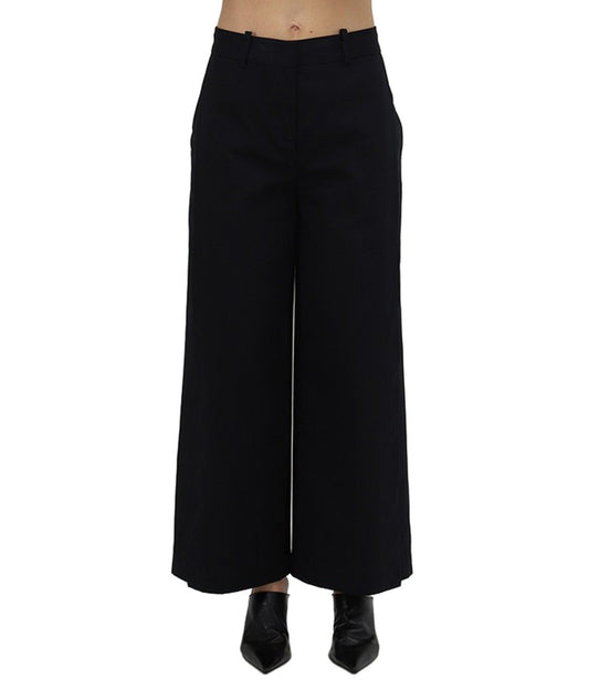 SEMICOUTURE PANTALONE CROPPED CON SPACCHI HOLLY Y4SO08 NERO