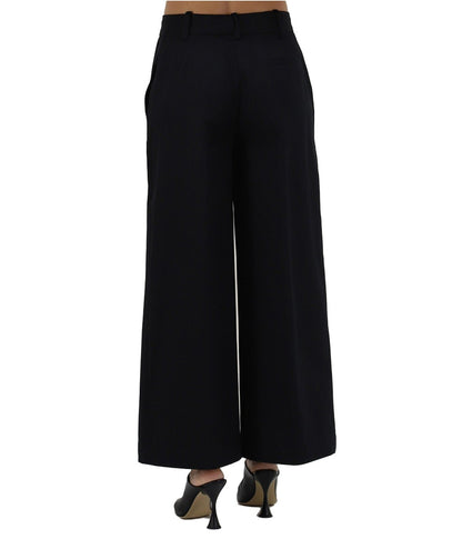 SEMICOUTURE PANTALONE CROPPED CON SPACCHI HOLLY Y4SO08 NERO