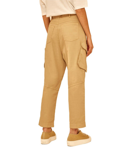 SEMICOUTURE PANTALONE IN GABARDINA CON TASCONI BIANCA Y4SO33 NOCCIOLA