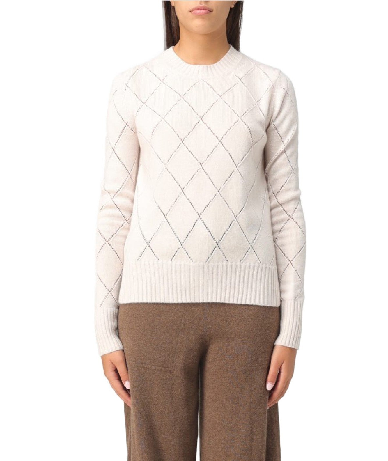 MAX MARA STUDIO MAGLIA MOTIVO ARGYLE ALL OVER BRUNATE CIPRIA