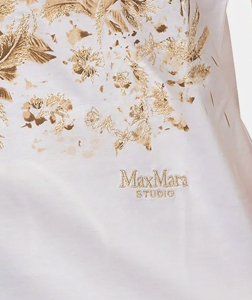 MAX MARA STUDIO T-SHIRT IN COTONE STAMPA ZEBRE RITA BIANCO