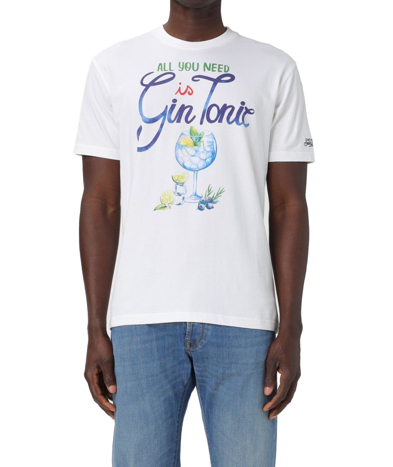 MC2 SAINT BARTH T-SHIRT ALL WE NEED IS GIN TONIC TSHM001 BIANCO