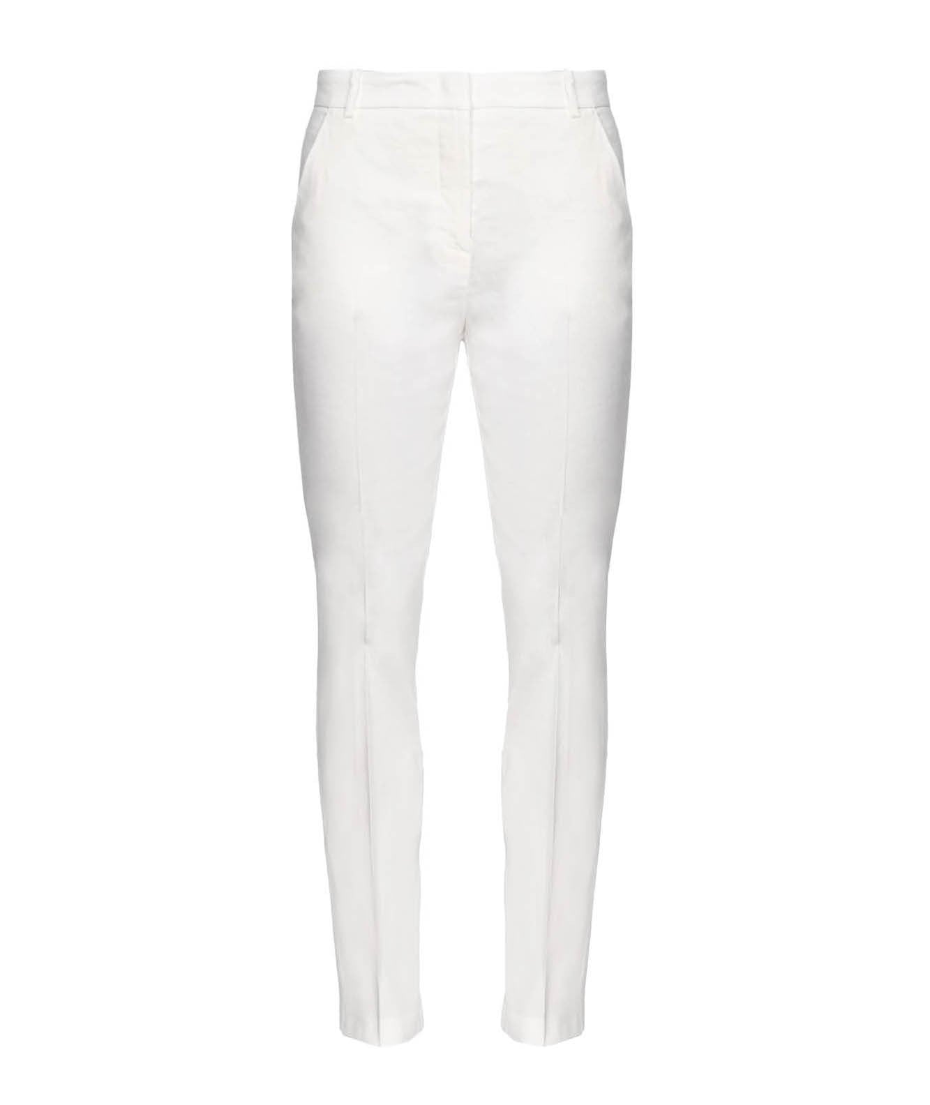 PINKO PANTALONE CHINO IN LINO STRETCH BELLO BIANCO