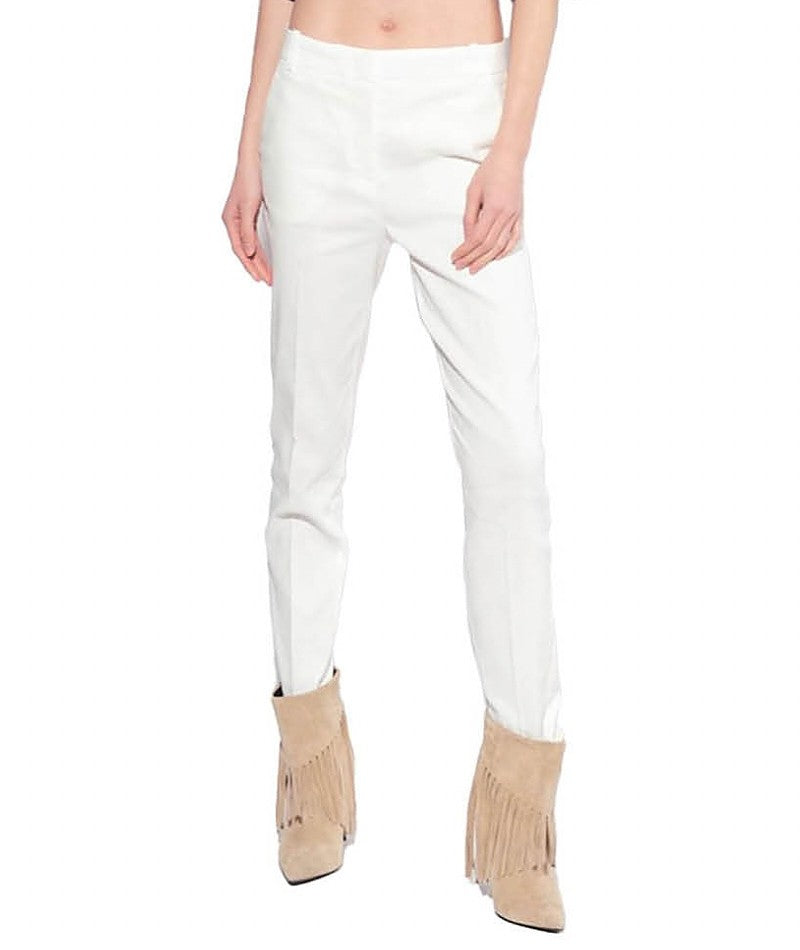 PINKO PANTALONE CHINO IN LINO STRETCH BELLO BIANCO