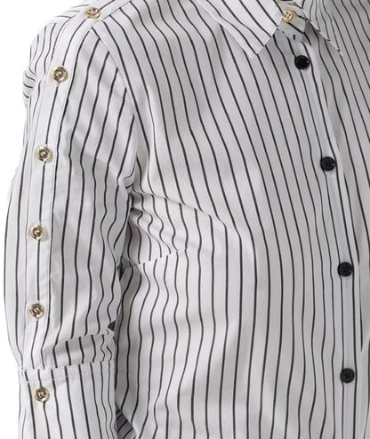 PINKO CAMICIA A RIGHE IN POPELINE CECROPE BIANCO NERO