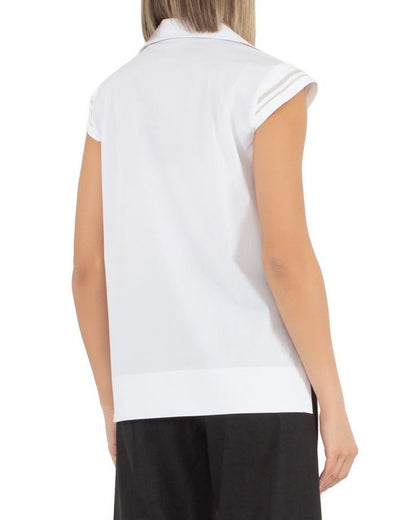 D.EXTERIOR BLUSA A POLO CON DETTAGLI IN LUREX 58588 BIANCO