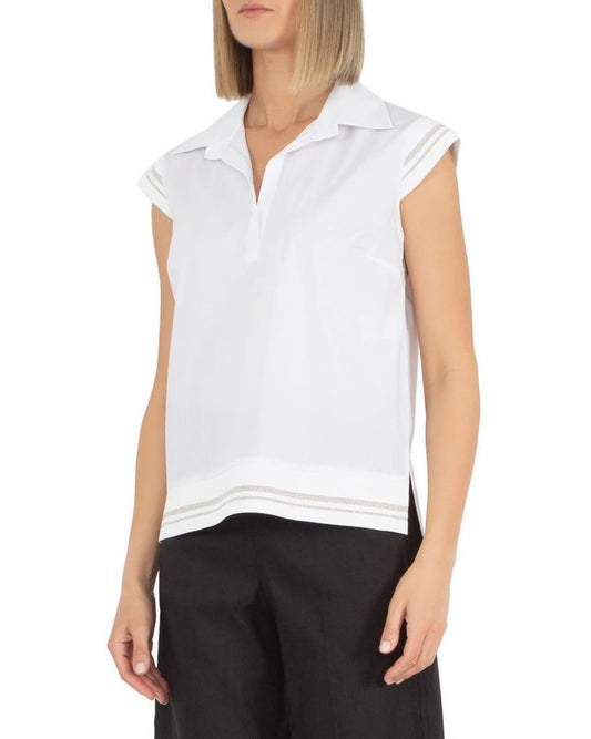 D.EXTERIOR BLUSA A POLO CON DETTAGLI IN LUREX 58588 BIANCO