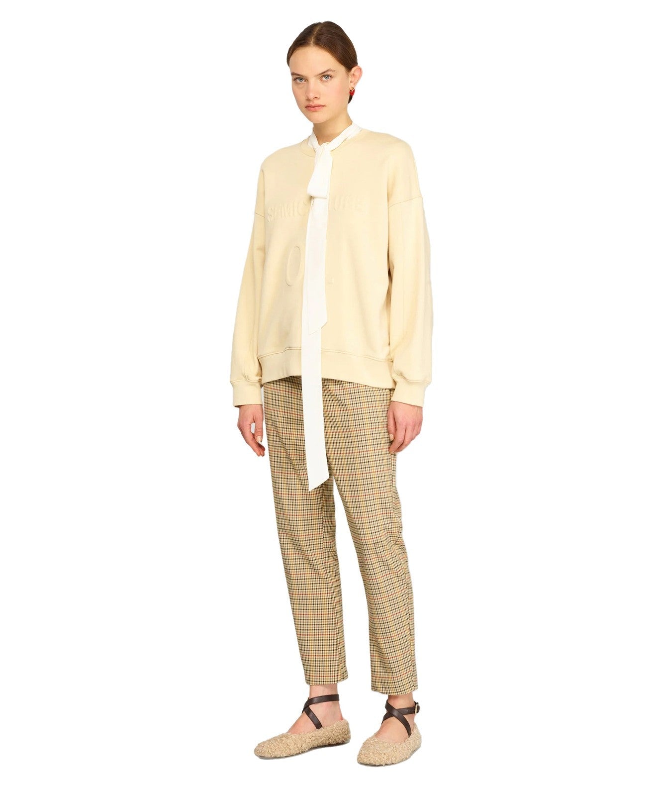 SEMICOUTURE PANTALONE CHECK BUDDY Y4WM09 BEIGE