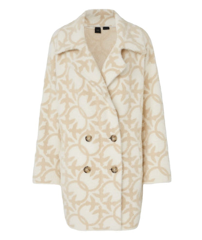 PINKO CAPPOTTO IN FAUX FUR CON LOGO TORO PANNA BEIGE