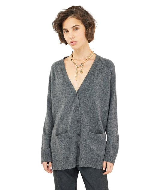 SEMICOUTURE CARDIGAN CON APERTURE AI LATI SONIA Y4WD22 GRIGIO ANTRACITE