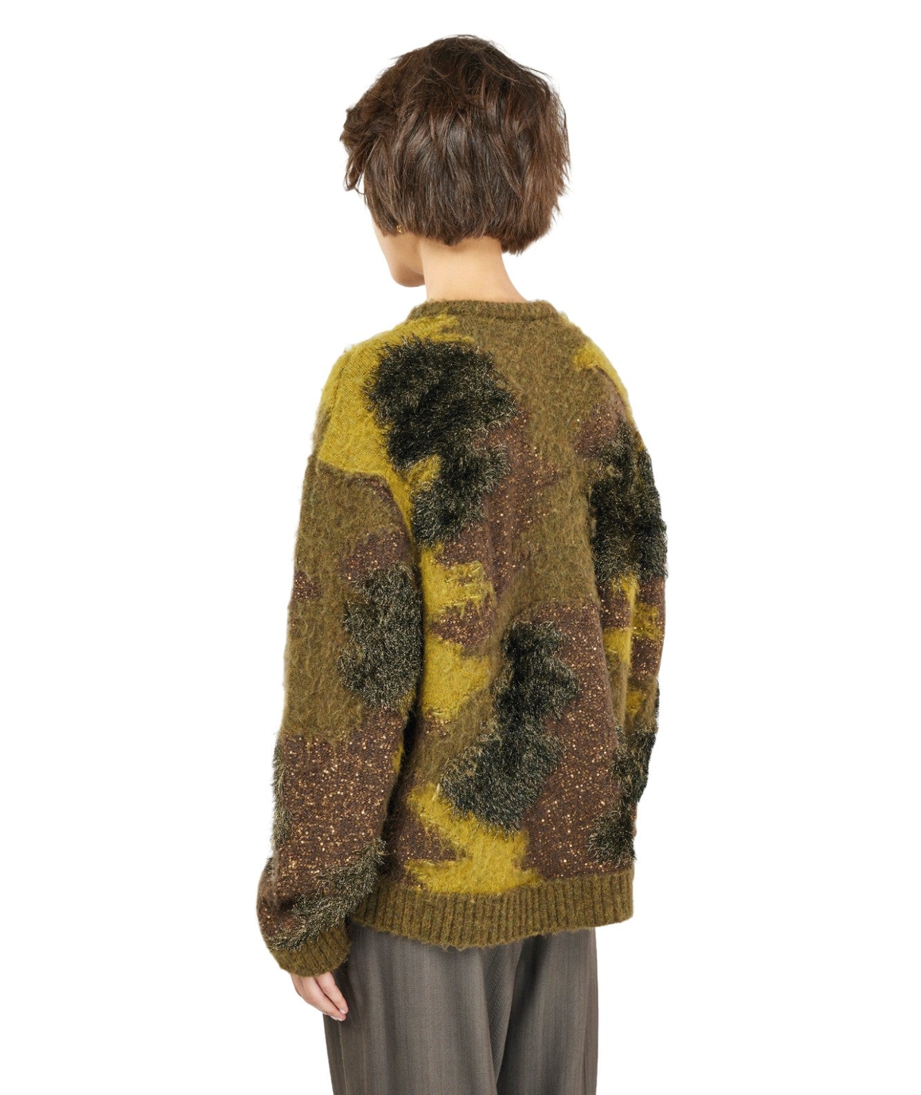 SEMICOUTURE MAGLIONE CAMOUFLAGE REGINE Y4WF05 VERDE OLIVA