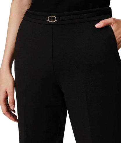 TWINSET PANTALONI IN PUNTO MILANO CON CINTURINO 242TP224A NERO