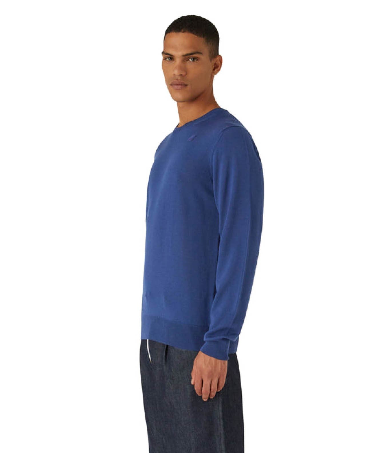 K-WAY MAGLIONE SEBASTIEN IN LANA MERINO K6113BW BLU