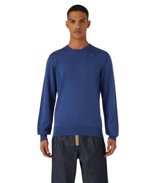 K-WAY MAGLIONE SEBASTIEN IN LANA MERINO K6113BW BLU