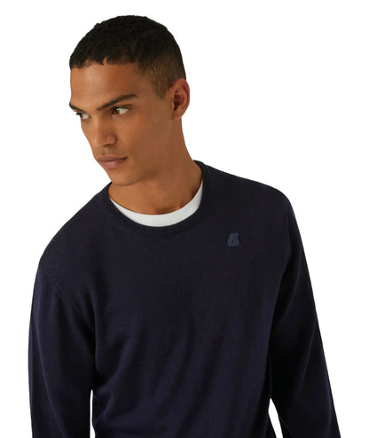 K-WAY MAGLIONE SEBASTIEN IN LANA MERINO K6113BW BLU SCURO