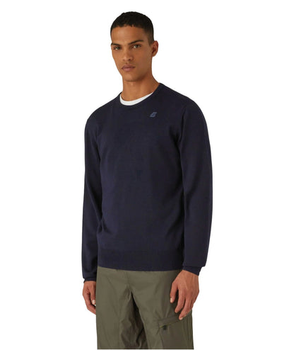 K-WAY MAGLIONE SEBASTIEN IN LANA MERINO K6113BW BLU SCURO