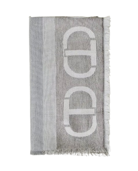 TWINSET STOLA JACQUARD CON MULTI LOGO 242TA4720 GRIGIO/BIANCO