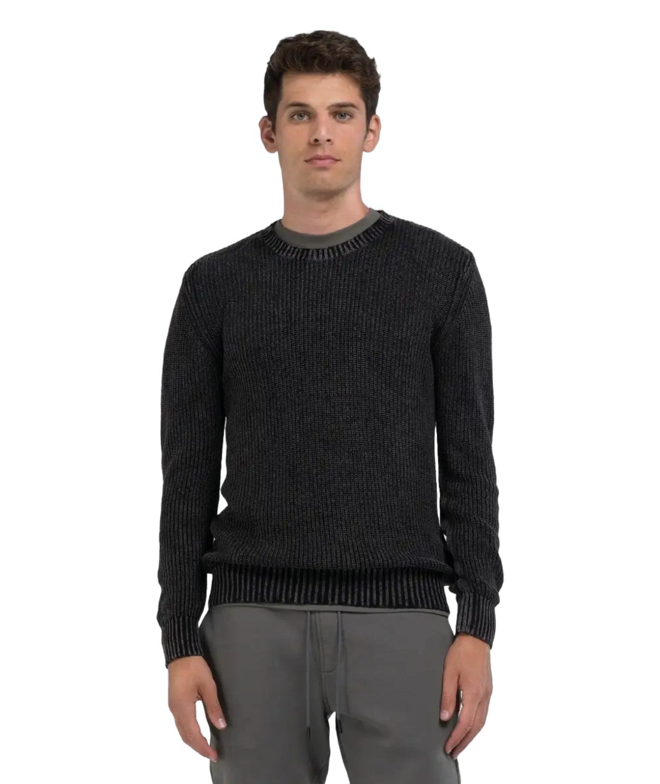 REPLAY MAGLIONE IN COTONE EFFETTO CRINKLE UK4469.000.G22454Q NERO