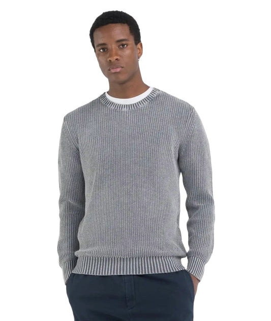 REPLAY MAGLIONE IN COTONE EFFETTO CRINKLE UK4469.000.G22454Q GRIGIO CHIARO