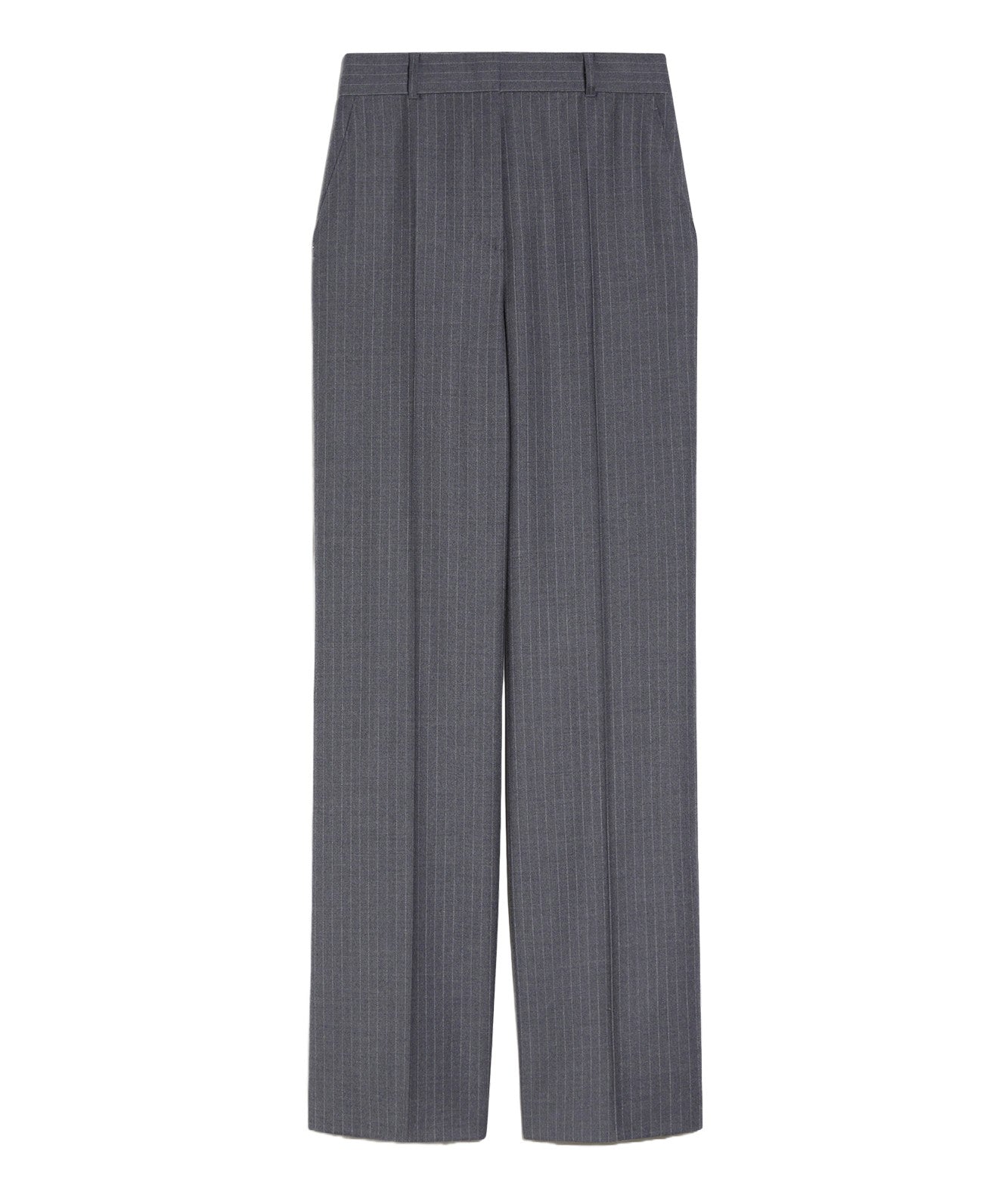 MAX MARA STUDIO PANTALONE GESSATO IN FLANELLA GONG GRIGIO