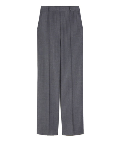 MAX MARA STUDIO PANTALONE GESSATO IN FLANELLA GONG GRIGIO