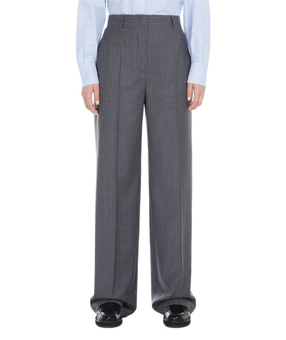 MAX MARA STUDIO PANTALONE GESSATO IN FLANELLA GONG GRIGIO