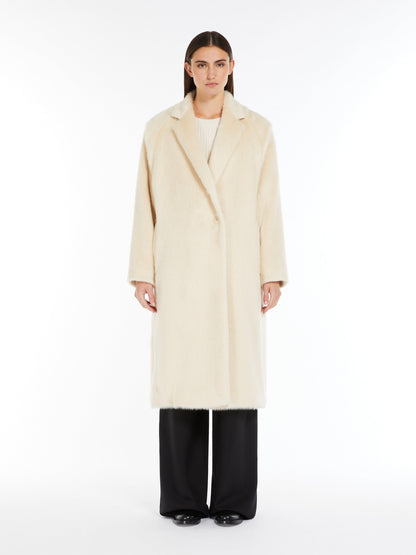 MAX MARA STUDIO CAPPOTTO MIDI IN ALPACA SURI XAVIER BIANCO PANNA