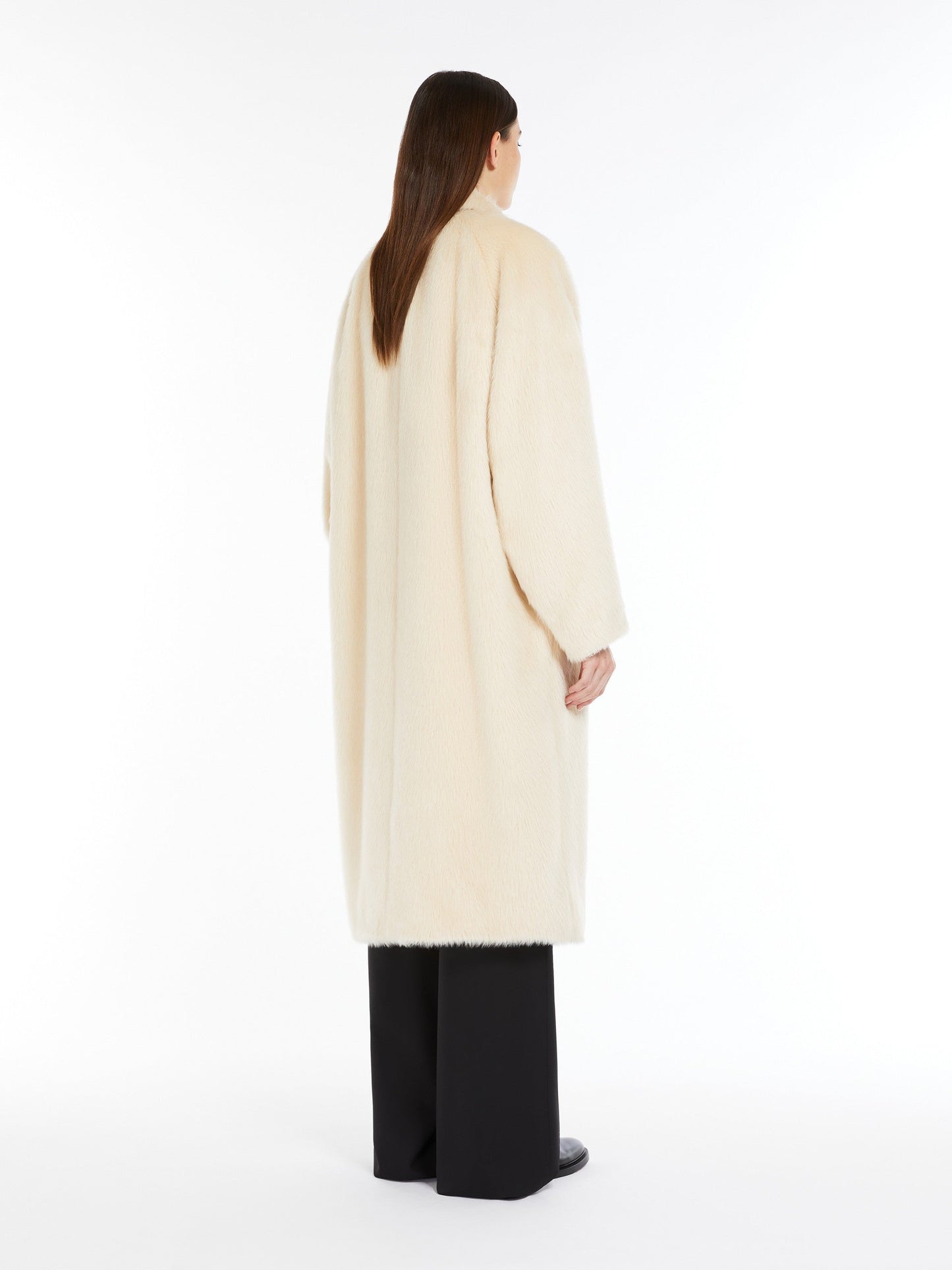 MAX MARA STUDIO CAPPOTTO MIDI IN ALPACA SURI XAVIER BIANCO PANNA