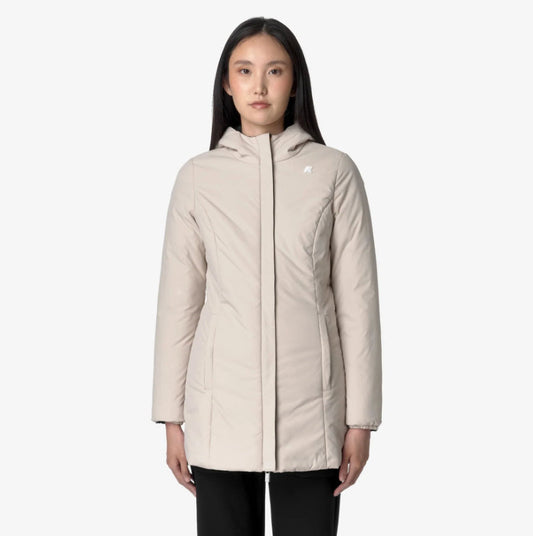 K-WAY GIACCA DENISE ST WARM REVERSIBLE K6128UW NERO BEIGE