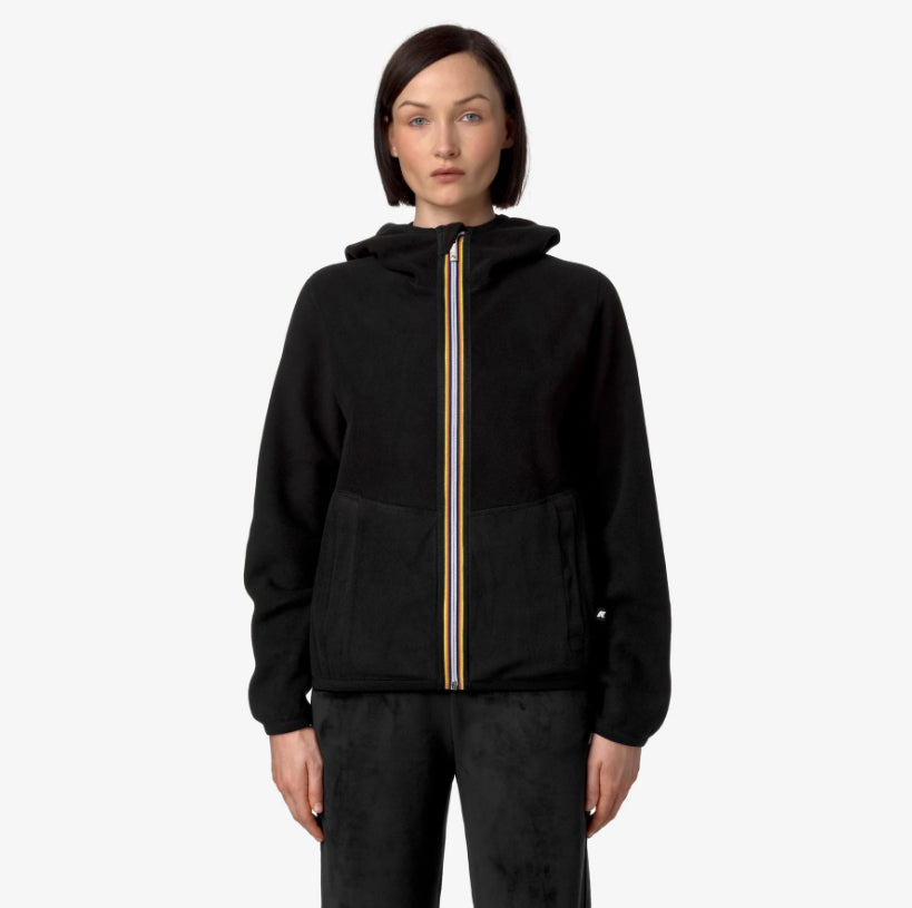 K-WAY GIACCA LILY VELOUR POLAR REVERSIBLE K8138NW NERO