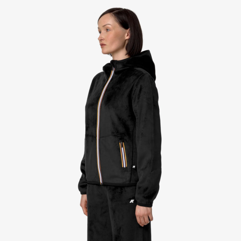 K-WAY GIACCA LILY VELOUR POLAR REVERSIBLE K8138NW NERO