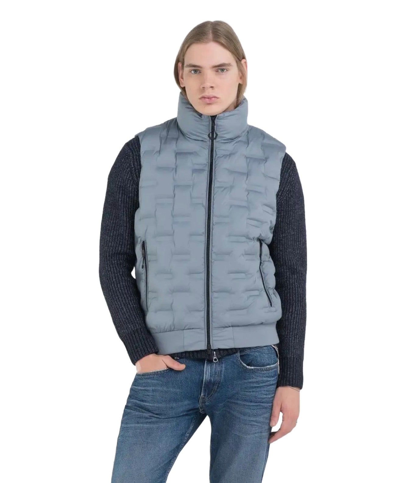 REPLAY GILET FULL ZIP TRAPUNTATO M8402.000.84168 AVIO