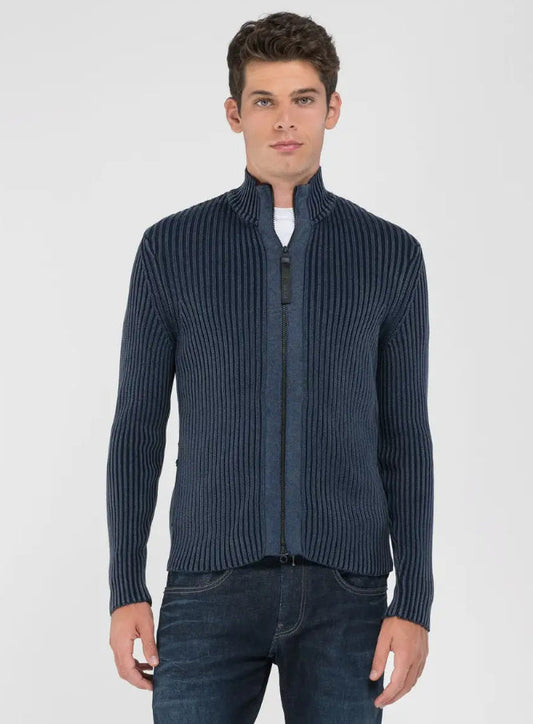 REPLAY MAGLIONE A COLLO ALTO CON ZIP UK4473.000.G21280Q BLU