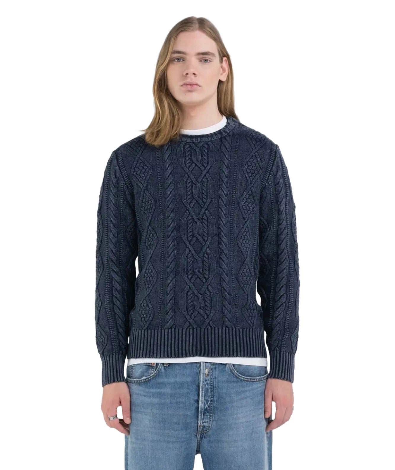 REPLAY MAGLIONE A TRECCE UK4471.000.G21280Q BLU