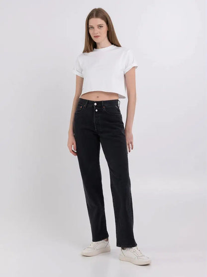 REPLAY JEANS STRAIGHT FIT A VITA ALTA W9Z1.000.72551D NERO DELAVÈ