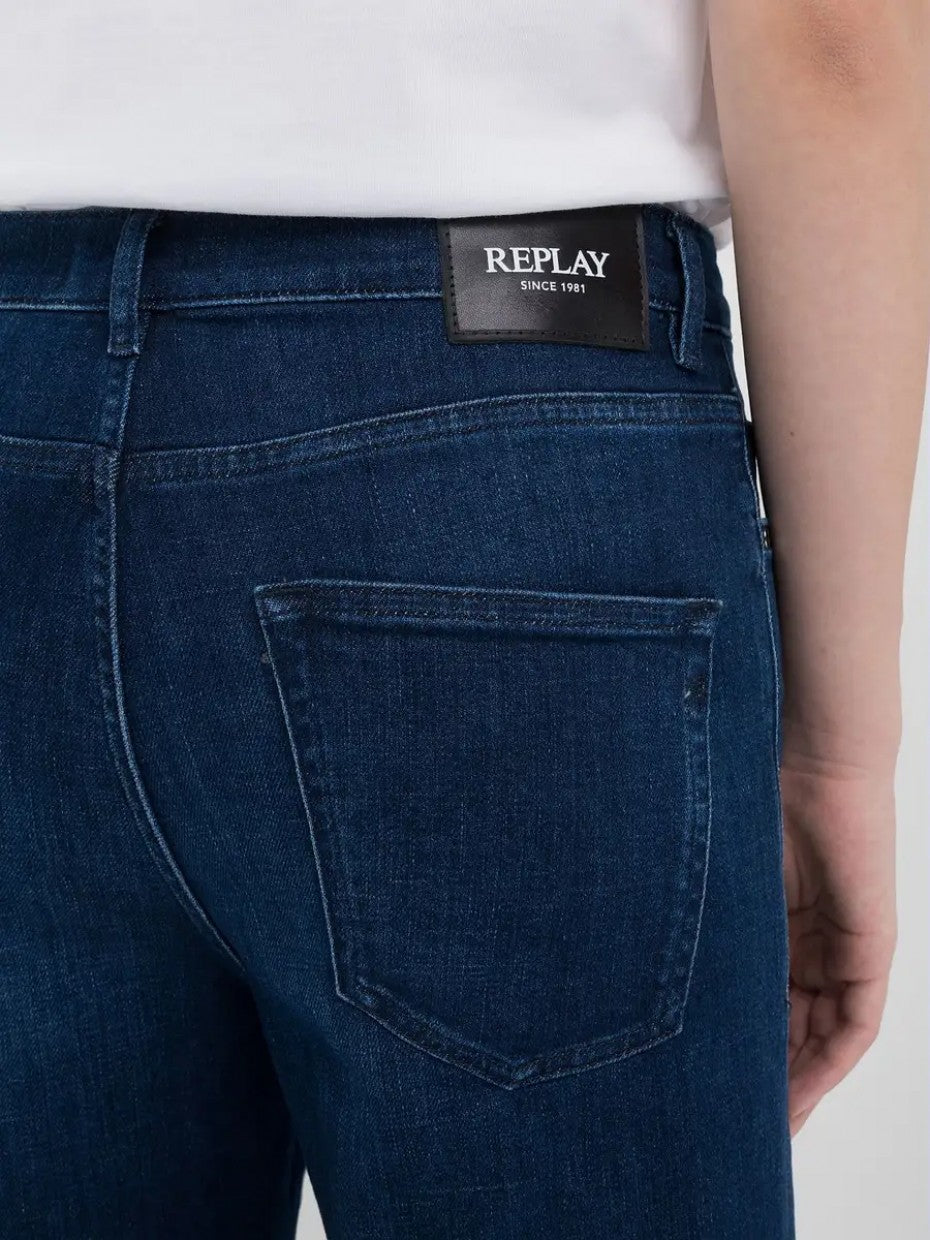 REPLAY JEANS STRAIGHT FIT A VITA MEDIA MELJA WA521.000.581751 BLU SCURO