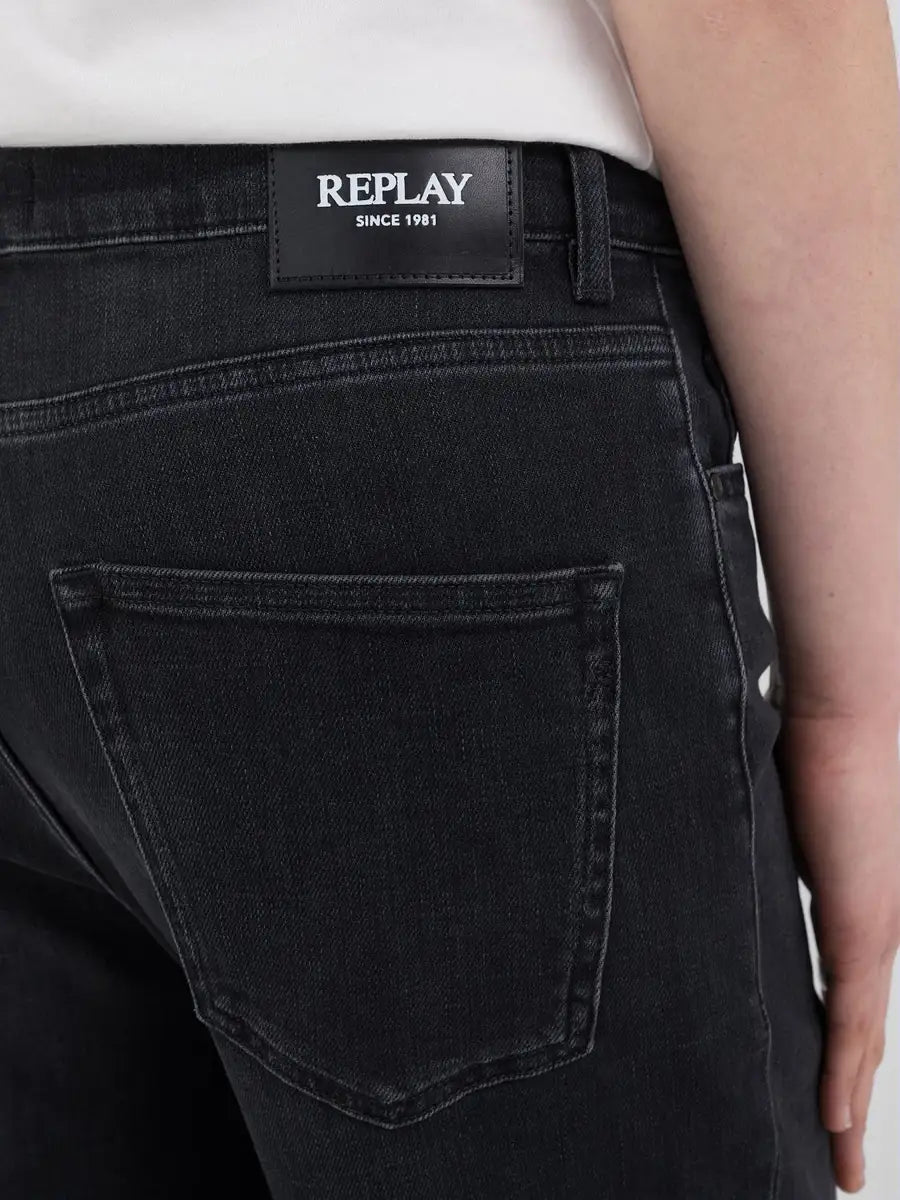 REPLAY JEANS STRAIGHT FIT A VITA MEDIA MELJA WA521.000.735749 NERO