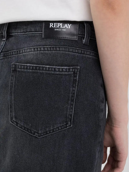 REPLAY GONNA LUNGA IN DENIM CON SPACCO W9922.000.739783 NERO