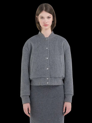 REPLAY GIUBBOTTO CORTO BOMBER IN MISTO LANA W7860.000.85010 GRIGIO CHIARO