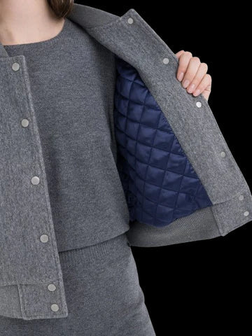 REPLAY GIUBBOTTO CORTO BOMBER IN MISTO LANA W7860.000.85010 GRIGIO CHIARO