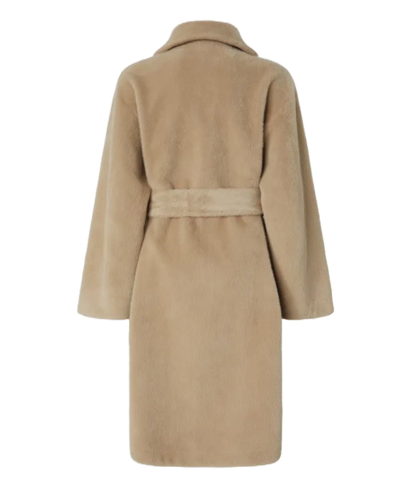 PINKO CAPPOTTO LUNGO EFFETTO PELLICCIA COLTELLO BEIGE