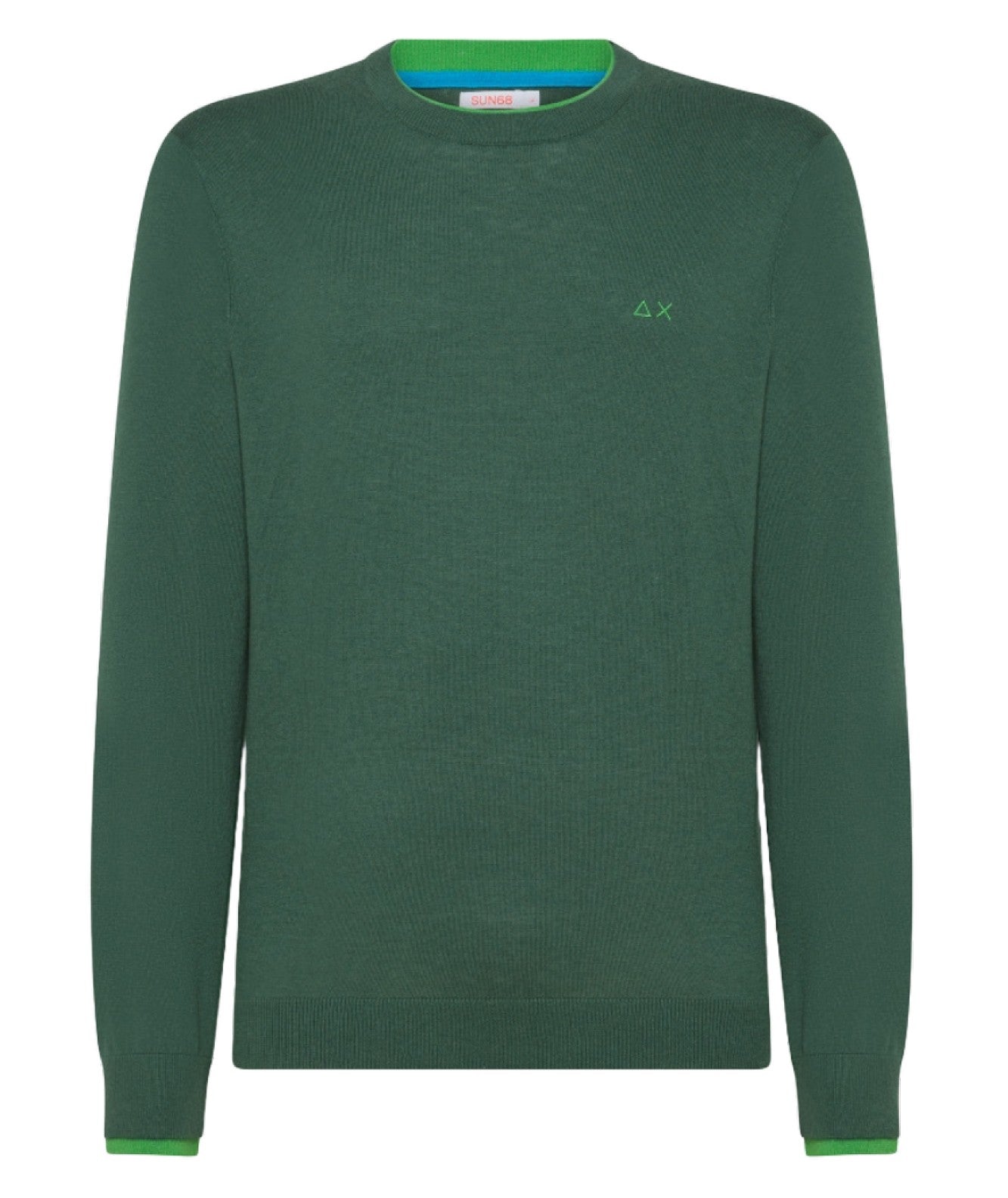 SUN68 MAGLIA ROUND DOUBLE RIB K44125 VERDE SCURO