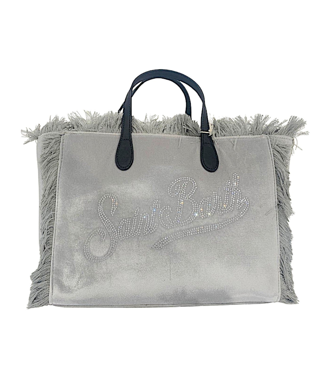 MC2 SAINT BARTH BORSA COLETTE VELVET STRASS LOGO COL0003 GRIGIO