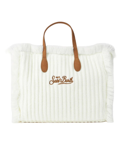 MC2 SAINT BARTH BORSA COLETTE BAG-RIB TRICOT 1019 EMB COL0003 BIANCO