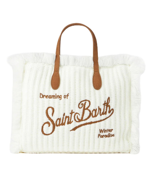 MC2 SAINT BARTH BORSA COLETTE BAG-RIB TRICOT 1019 EMB COL0003 BIANCO