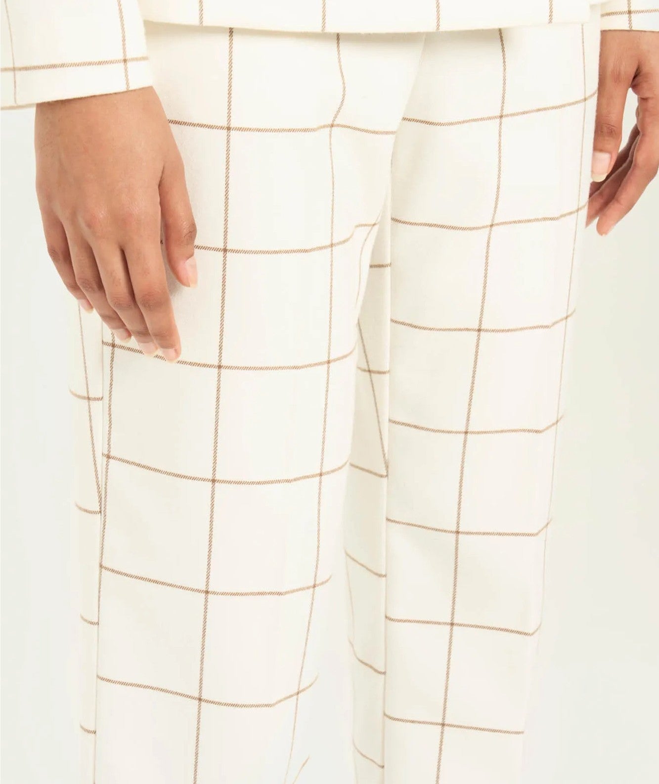 VICARIO CINQUE PANTALONE IN FLANELLA STRETCH CON FANTASIA CHECK PORZIA 428 BIANCO