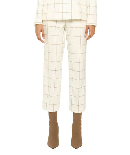 VICARIO CINQUE PANTALONE IN FLANELLA STRETCH CON FANTASIA CHECK PORZIA 428 BIANCO