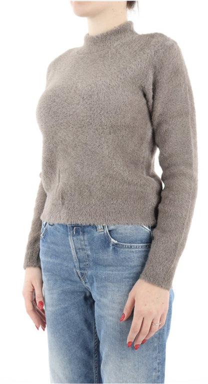 KAOS JEANS MAGLIA A COLLO ALTO EFFETTO PELUCHE QIJLT001 GRIGIO CHIARO